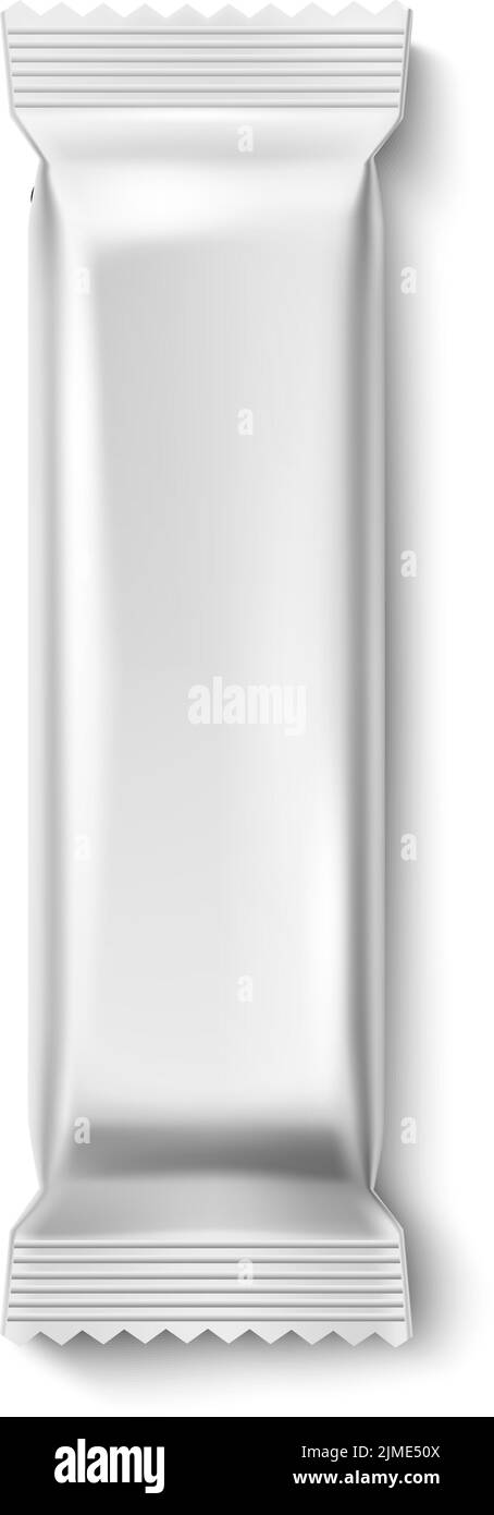 Maquette d'emballage en papier d'aluminium à grignoter. Emballage blanc vierge Illustration de Vecteur