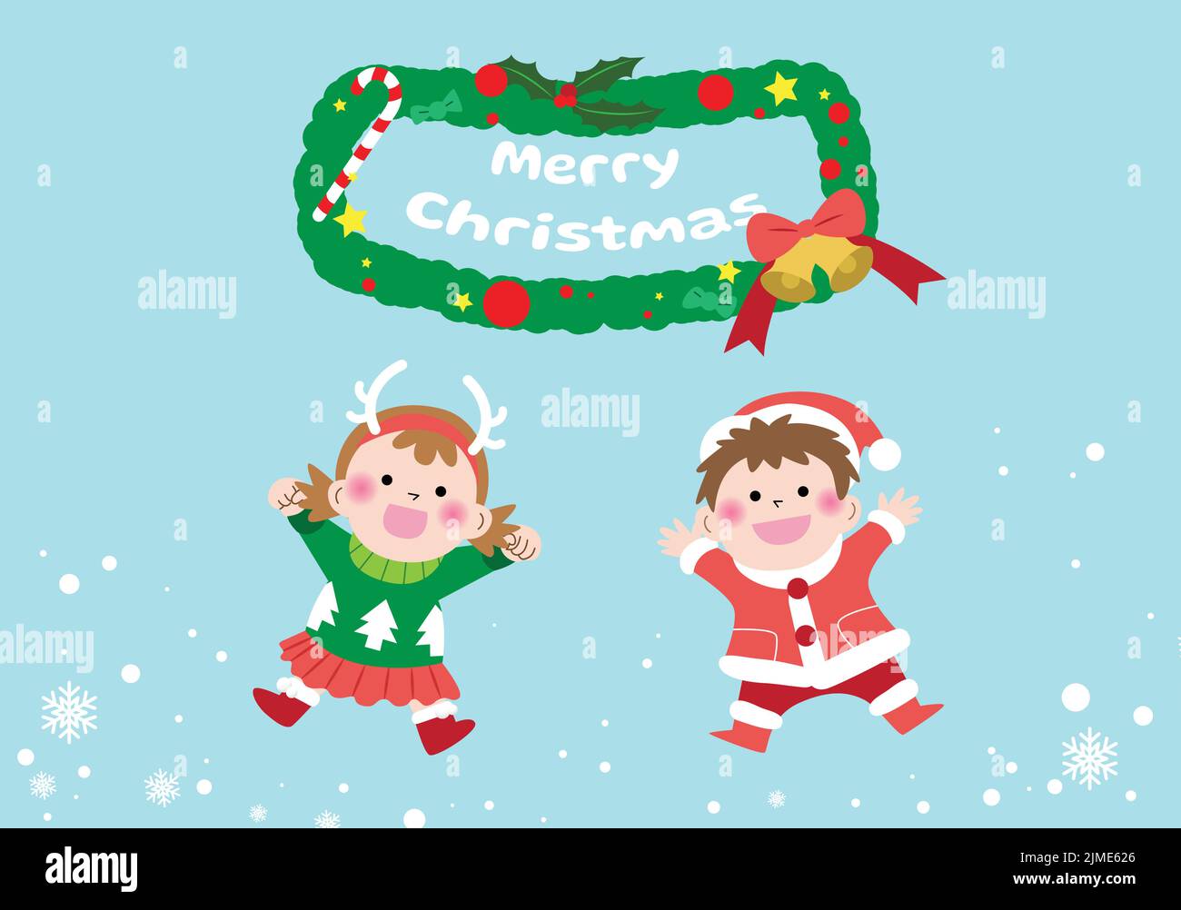 Enfants en costumes de Noël, illustration carte vectorielle de Noël Illustration de Vecteur