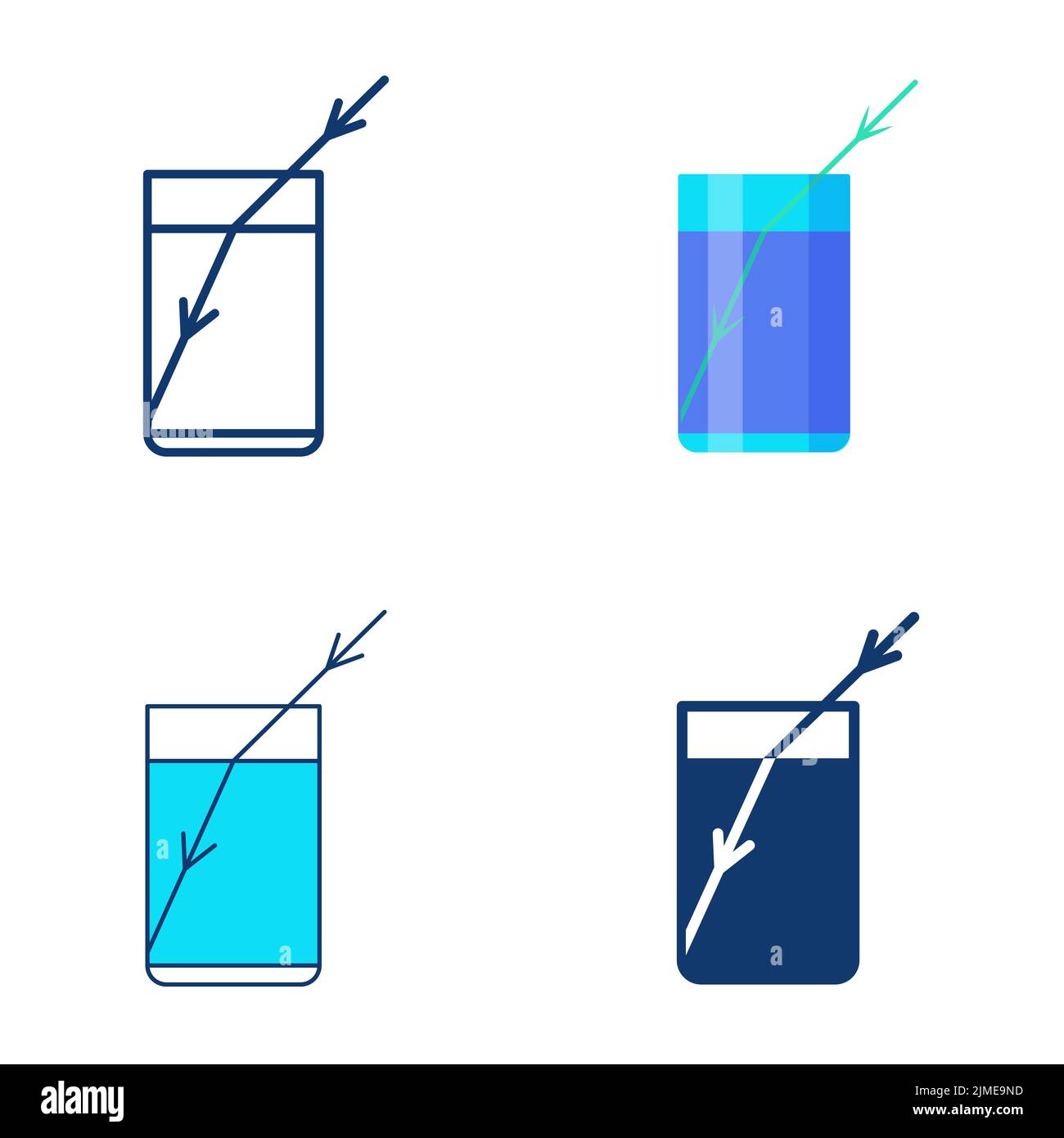Réfraction de la lumière dans l'icône en verre définie dans le style plat et ligne. Symbole de la loi de la physique. Illustration vectorielle. Illustration de Vecteur