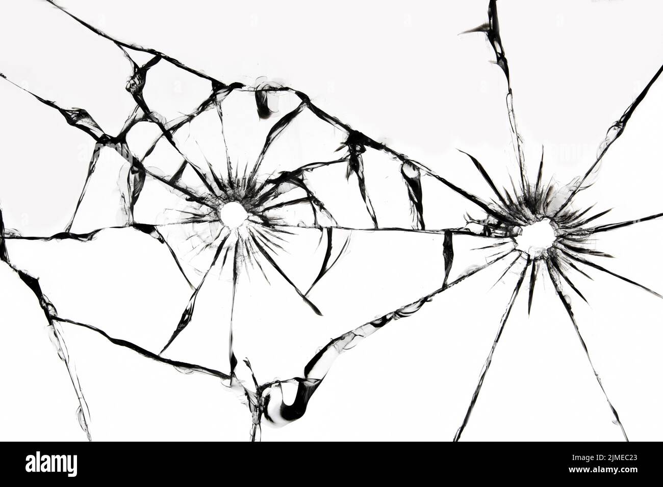 Tirer sur le verre avec des fissures, la texture du pare-brise endommagé fissuré Banque D'Images