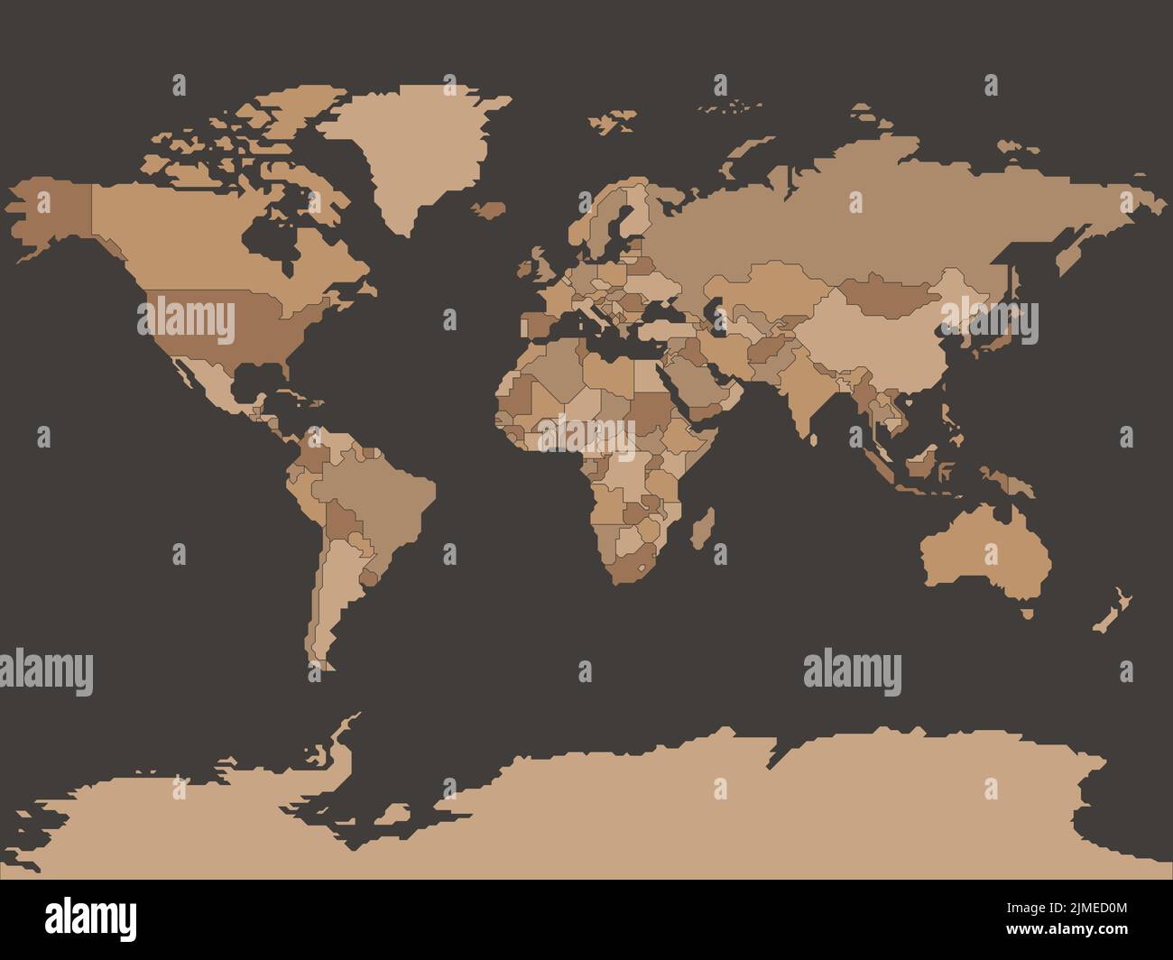 Carte du monde à bordure lisse vierge simplifiée Illustration de Vecteur