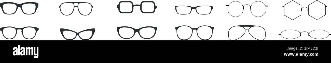 Illustration vectorielle de différents types de montures de lunettes Illustration de Vecteur