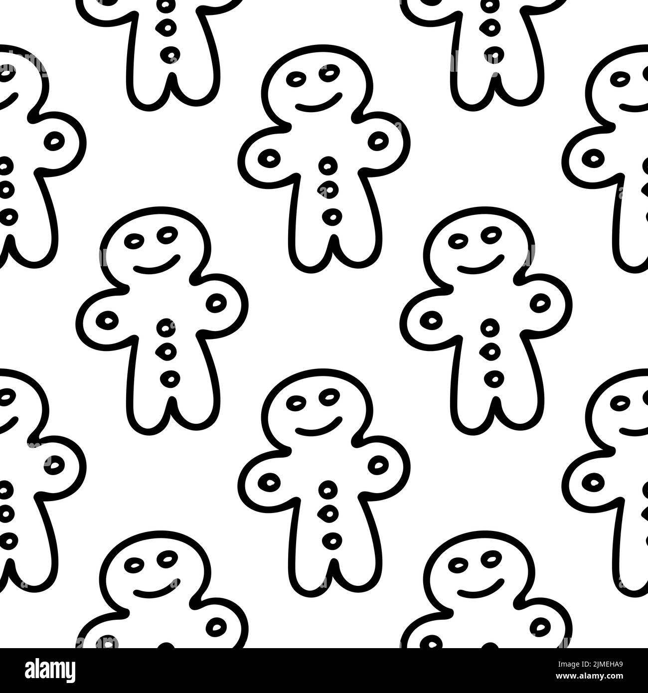 Motif sans coutures en pain d'épice. Mignon sourire cookie de Noël texture festive. Fond vectoriel de la ligne de cuisson d'hiver confortable Illustration de Vecteur