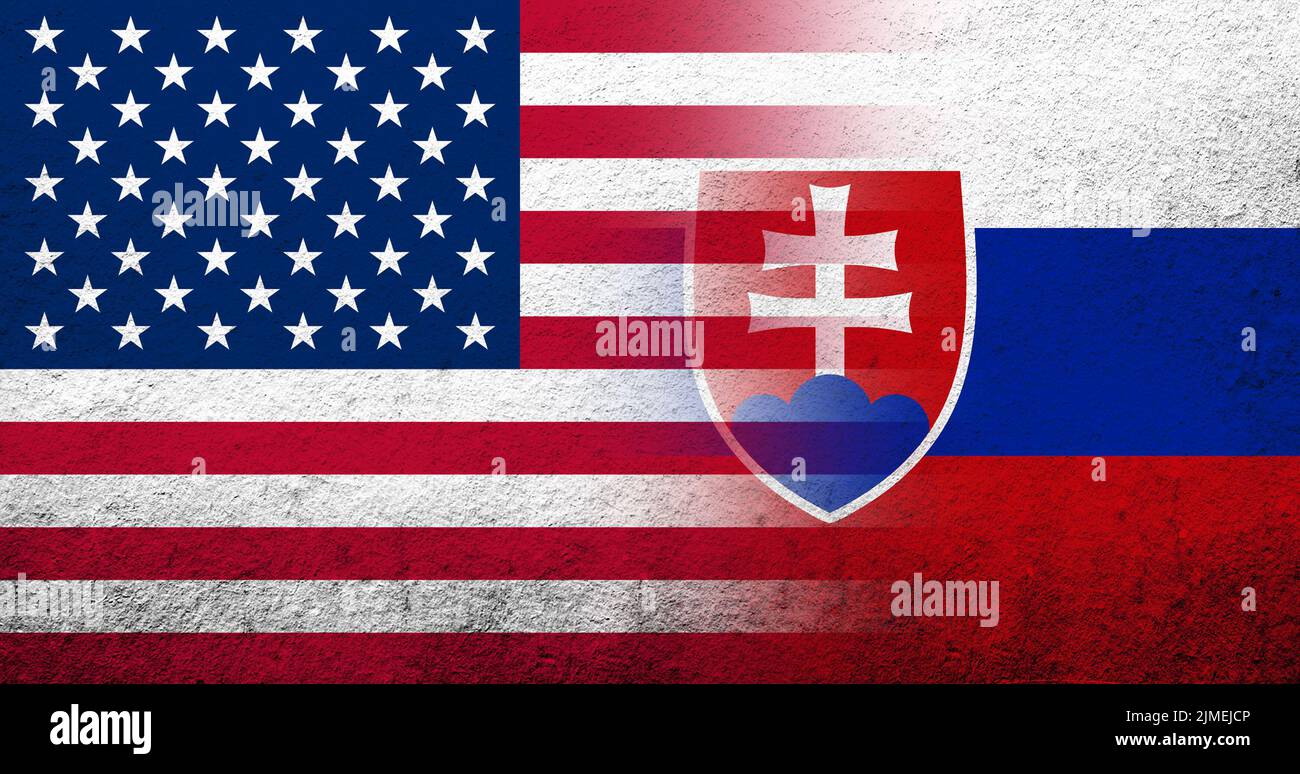 Etats-Unis d'Amérique (Etats-Unis) drapeau national de la Slovaquie. Grunge l'arrière-plan Banque D'Images