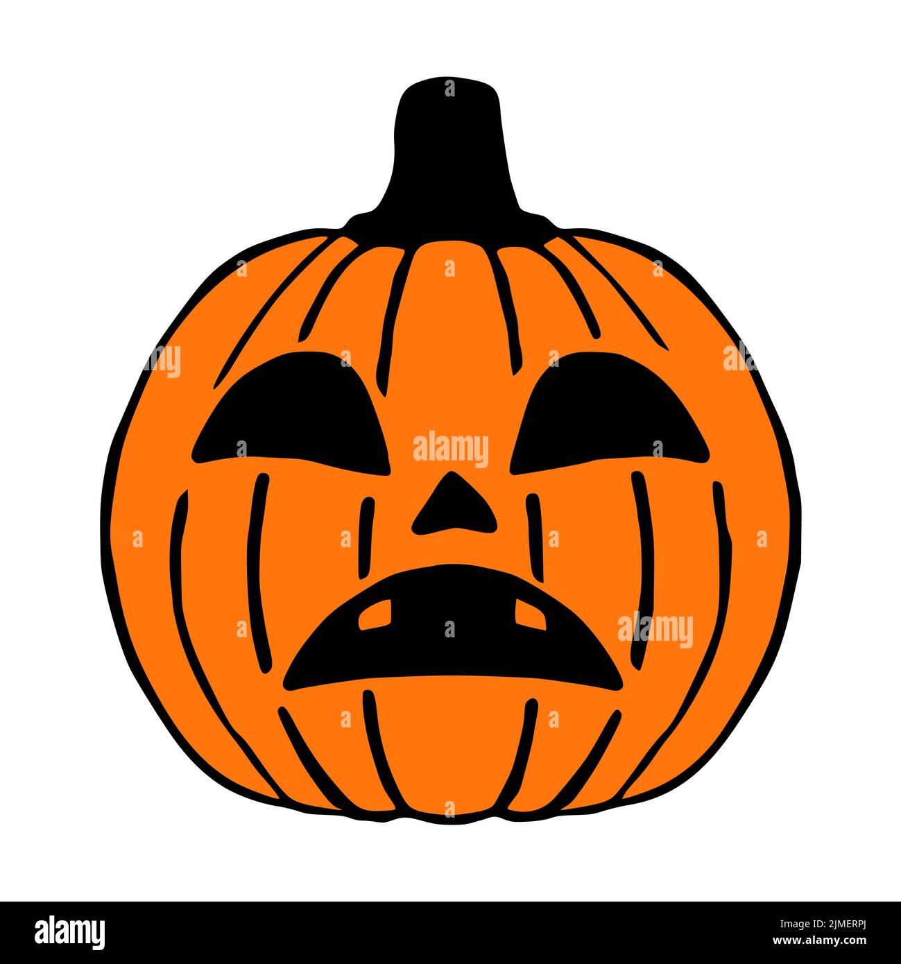 Sad Jack O Lantern dessin à la main art, halloween citrouille isolé Banque D'Images