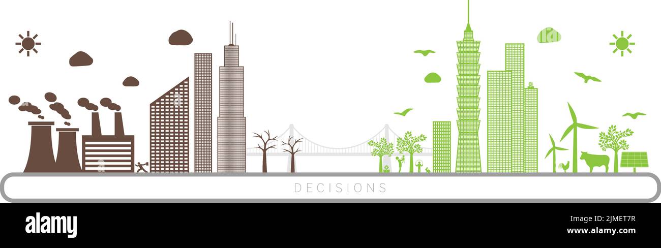 Représentation graphique de l'avenir des villes durables Illustration de Vecteur