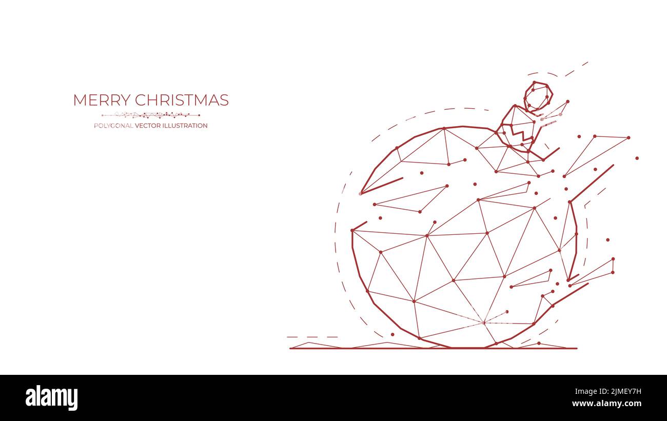 Merry Christmas – bannière ou modèle créatif, illustration vectorielle polygonale du ballon de Noël. Décorations de Noël bas poly des Banque D'Images