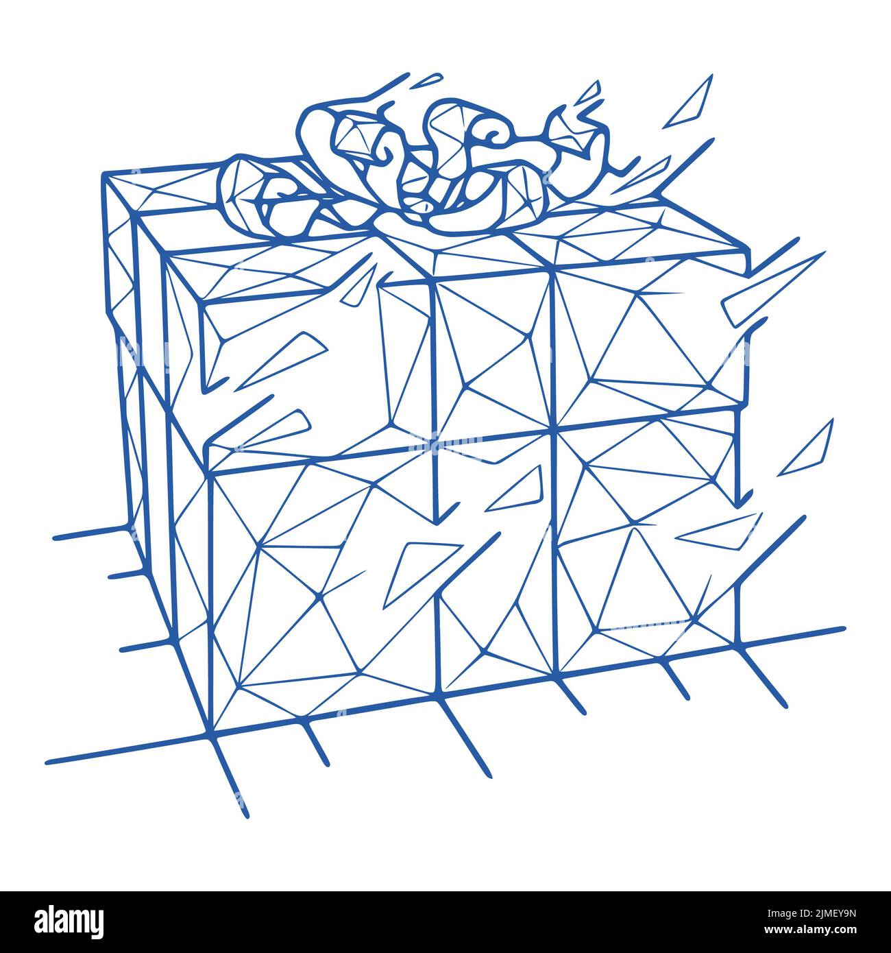 Boîte cadeau de style géométrique sur fond blanc.Illustration de vecteur polygonal Banque D'Images