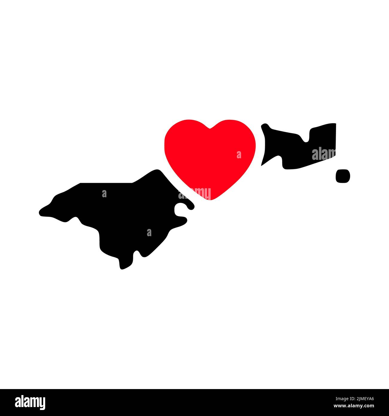 J'aime les Samoa américaines, la carte des Samoa américaines et le symbole de coeur de l'icône de glyphe. Banque D'Images