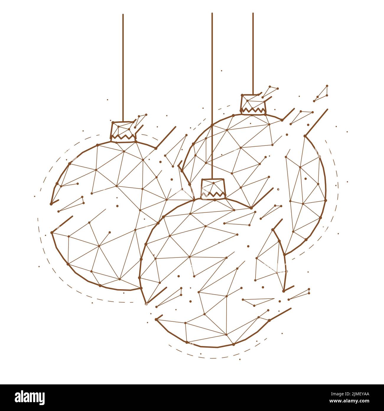 Boules de Noël de style géométrique abstrait sur fond blanc Banque D'Images