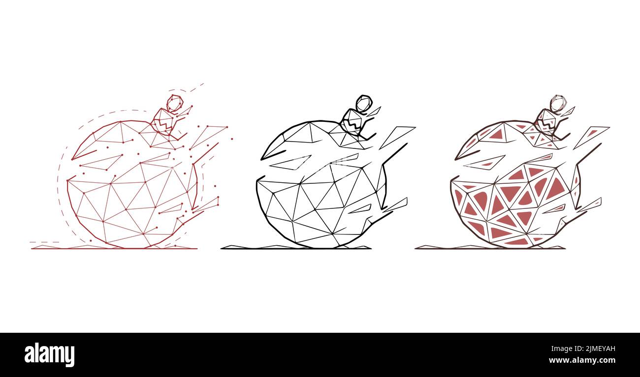 Lot de boules de Noël de style géométrique sur fond blanc.Illustration vectorielle polygonale créative Banque D'Images