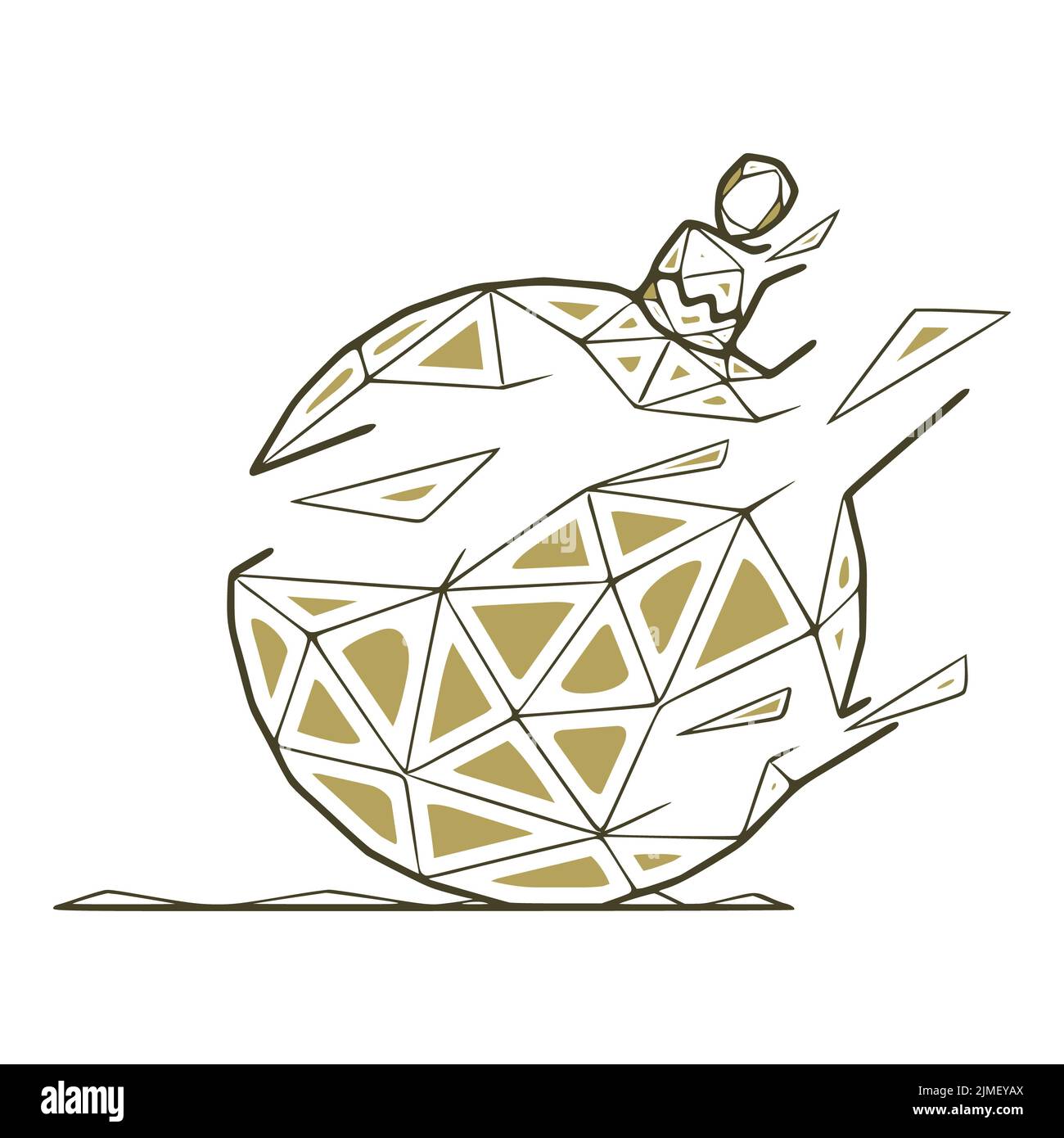 Boule de Noël de style géométrique abstrait sur fond blanc.Illustration de vecteur polygonal Banque D'Images