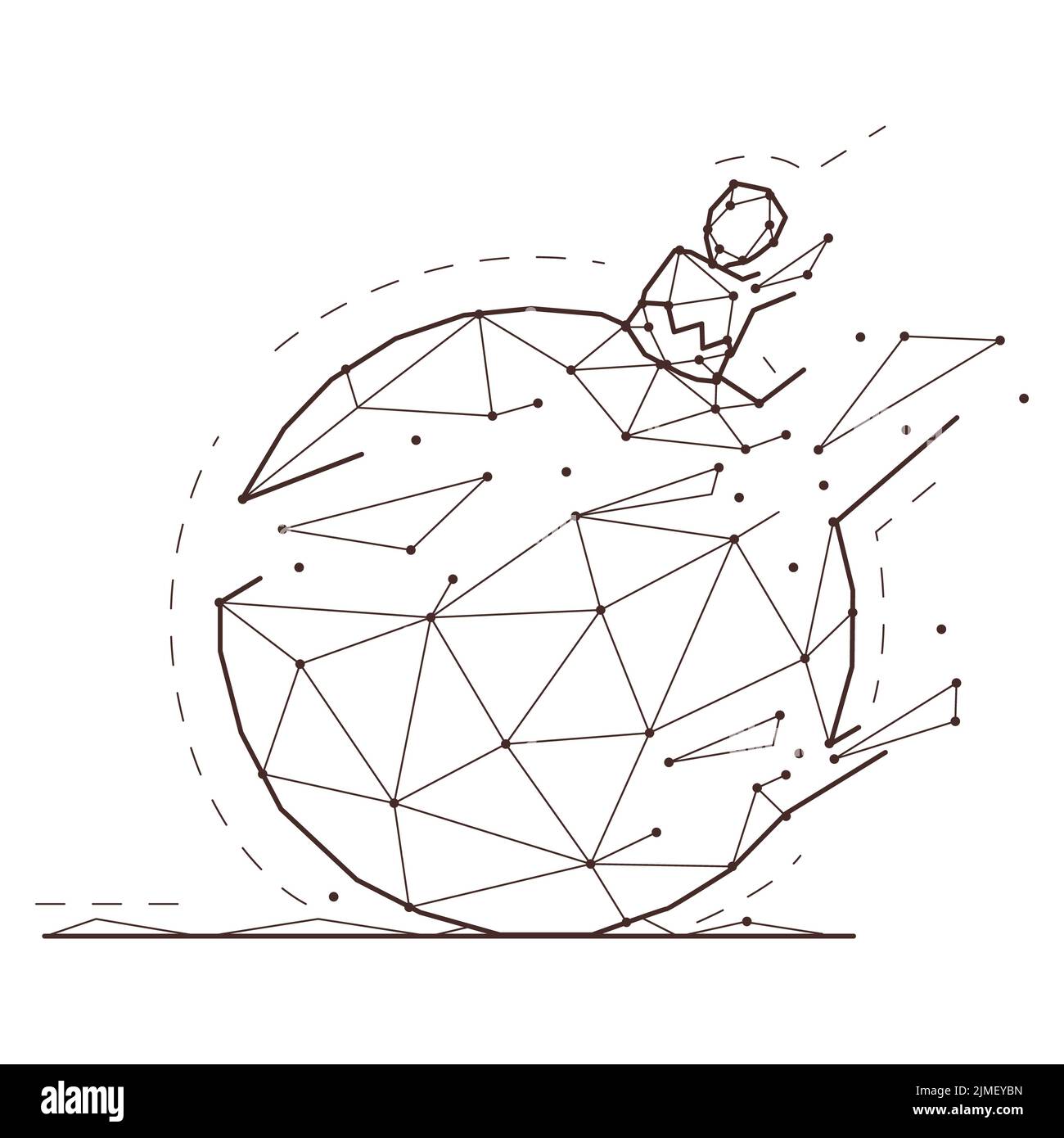 Boule de Noël de style géométrique abstrait sur fond blanc.Illustration de vecteur polygonal Banque D'Images