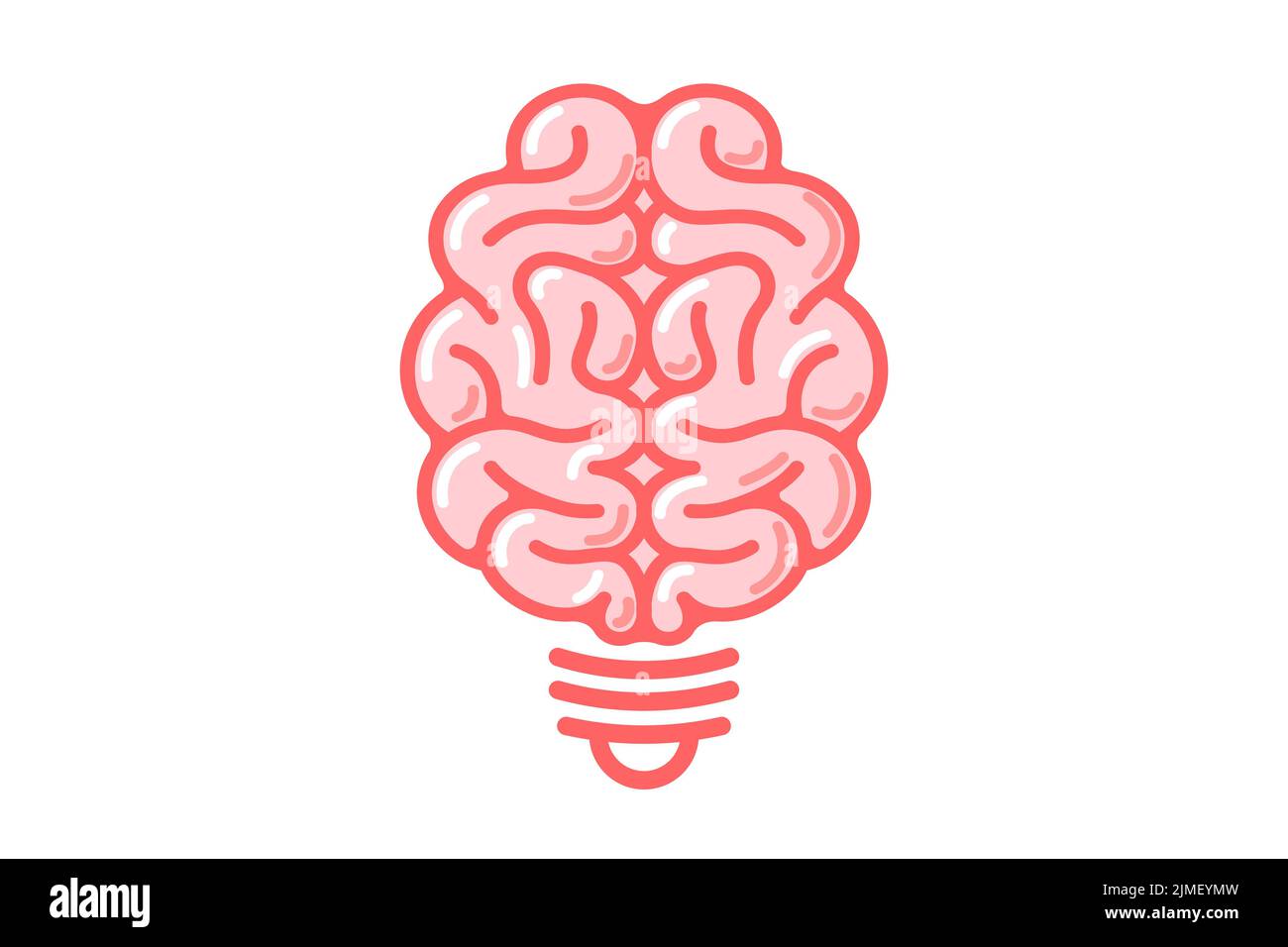 Icône de l'innovation de l'ampoule de la lampe du cerveau. Logo Creative Thinking Idea solution. Symbole de l'inspiration isolée pour l'identité de la marque professionnelle de l'éducation. Illustration vectorielle de symbole de créativité d'ampoule de couleur rose Illustration de Vecteur