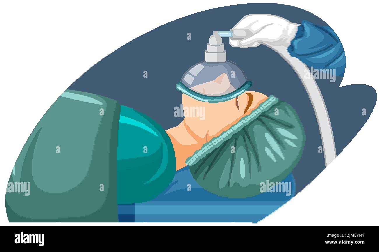 Illustration du patient avec masque d'anesthésie Illustration de Vecteur