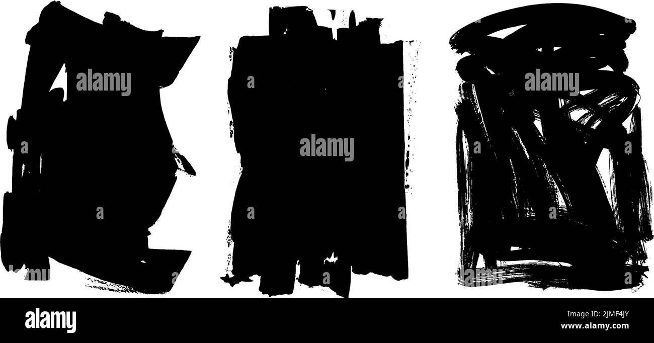 Jeu de traits de pinceau de gringe noir gras. Illustration de Vecteur