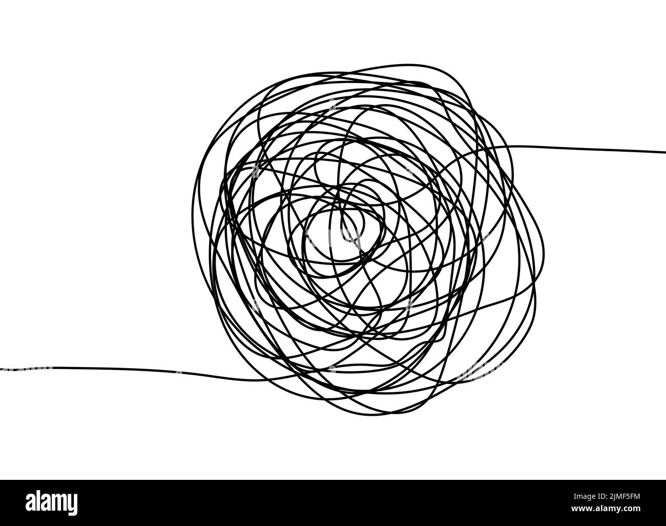 Texture enchevêtrée abstraite.Lignes aléatoires chaotiques.Objet tracé à la main depuis le début et la fin. Illustration vectorielle. Illustration de Vecteur