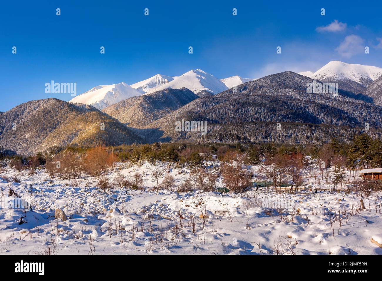 Bansko, Bulgarie, panorama sur les montagnes de Pirin Banque D'Images