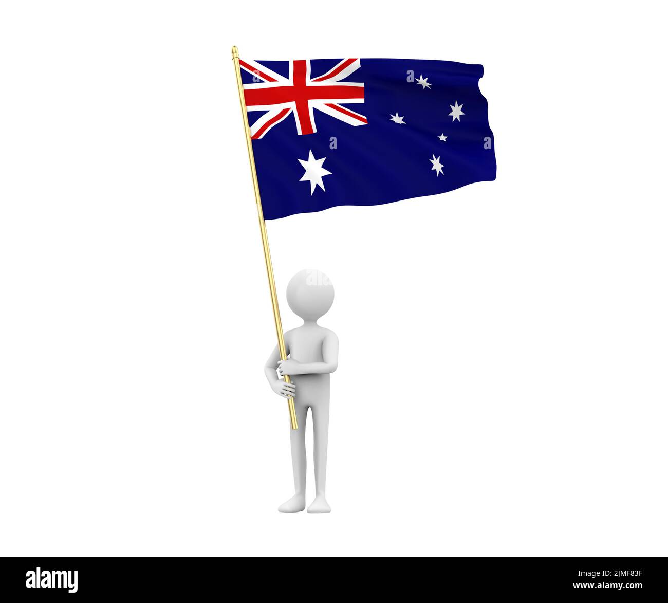 3D Illustration d'un homme de dessin animé portant un drapeau de l'Australie Banque D'Images