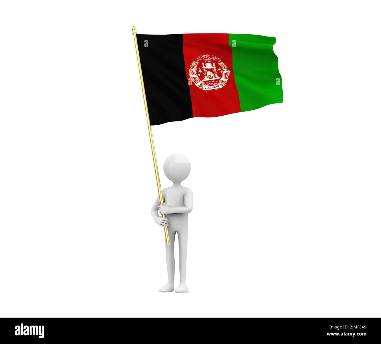 3D Illustration d'un homme de dessin animé portant le drapeau national de l'émirat islamique d'Afghanistan Banque D'Images