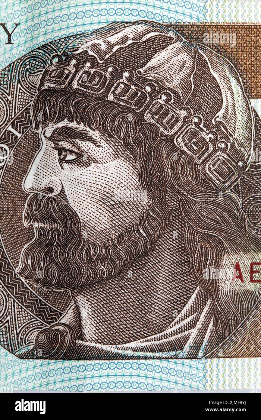 Mieszko I un portrait de l'argent polonais Banque D'Images
