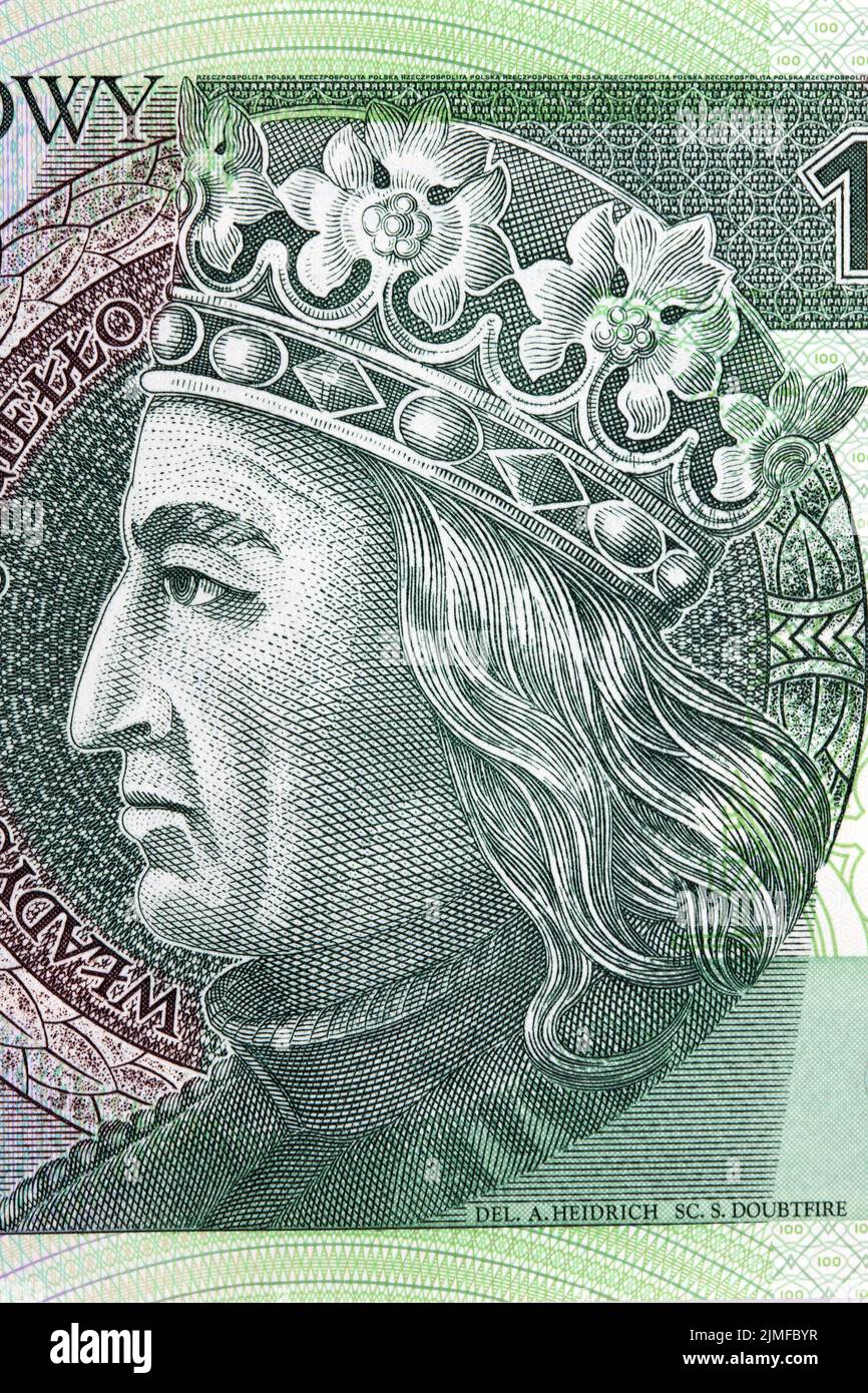 Wladyslaw II Jagiello un portrait de l'argent polonais Banque D'Images