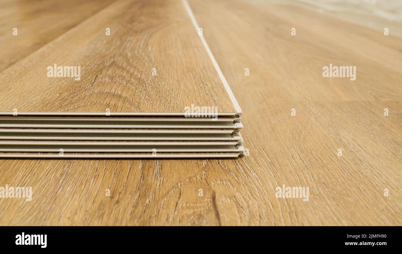 Cliquez sur plancher en vinyle pour vous installer dans le salon d'un appartement Banque D'Images