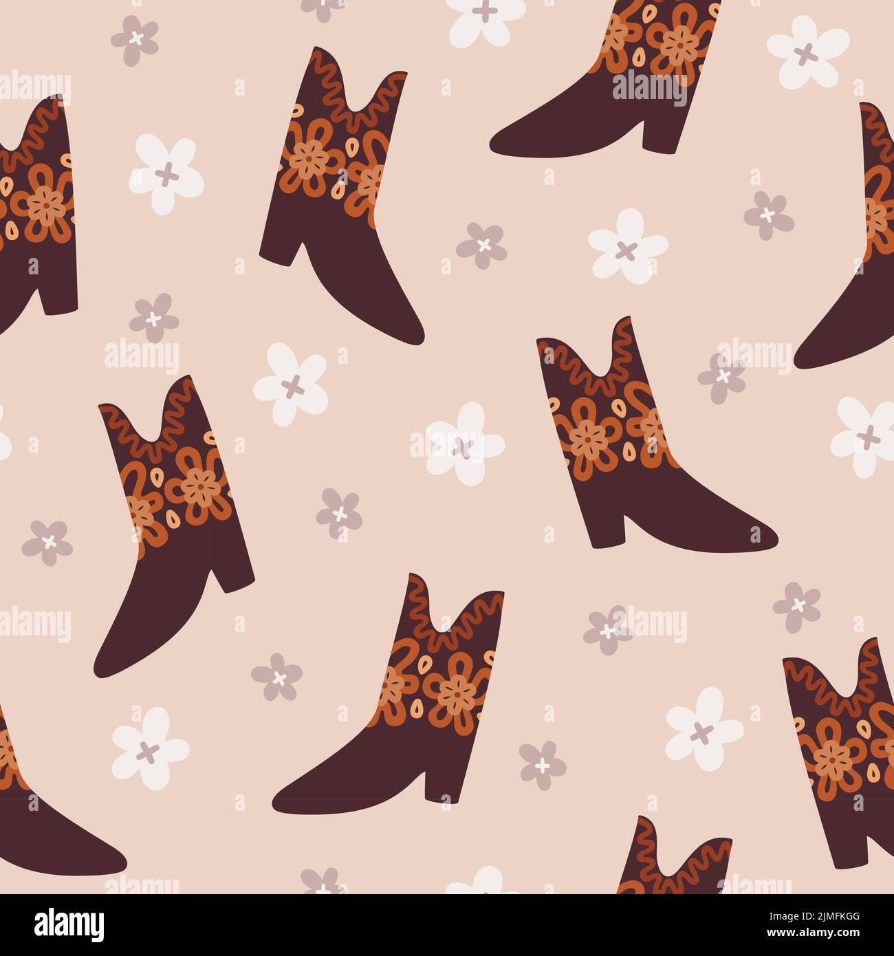Motif bottes boho de cowboy Illustration de Vecteur