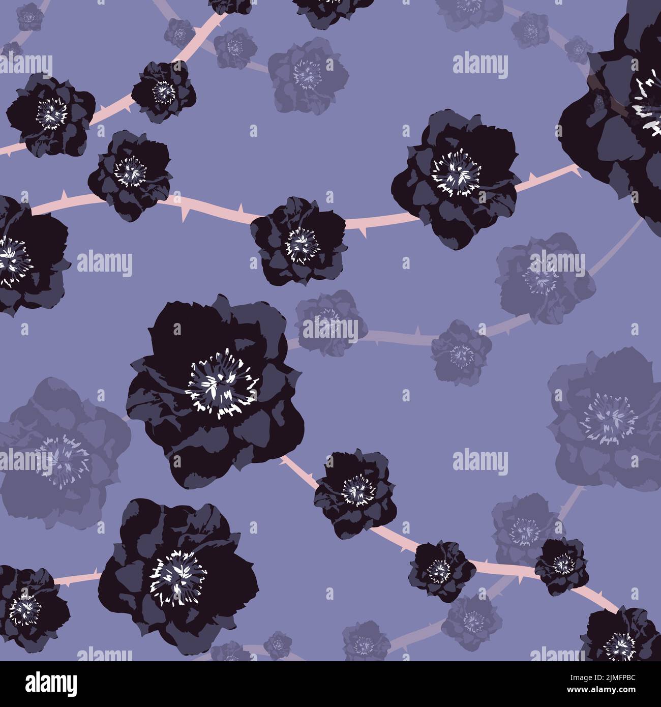 Motif des fleurs sur fond bleu Illustration de Vecteur