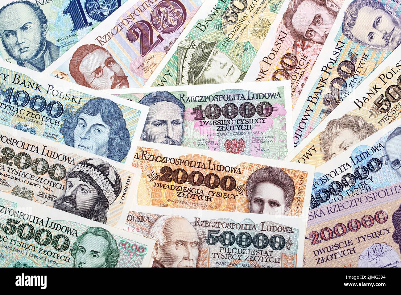 Vieux polonais argent - Zloty un contexte d'affaires Banque D'Images