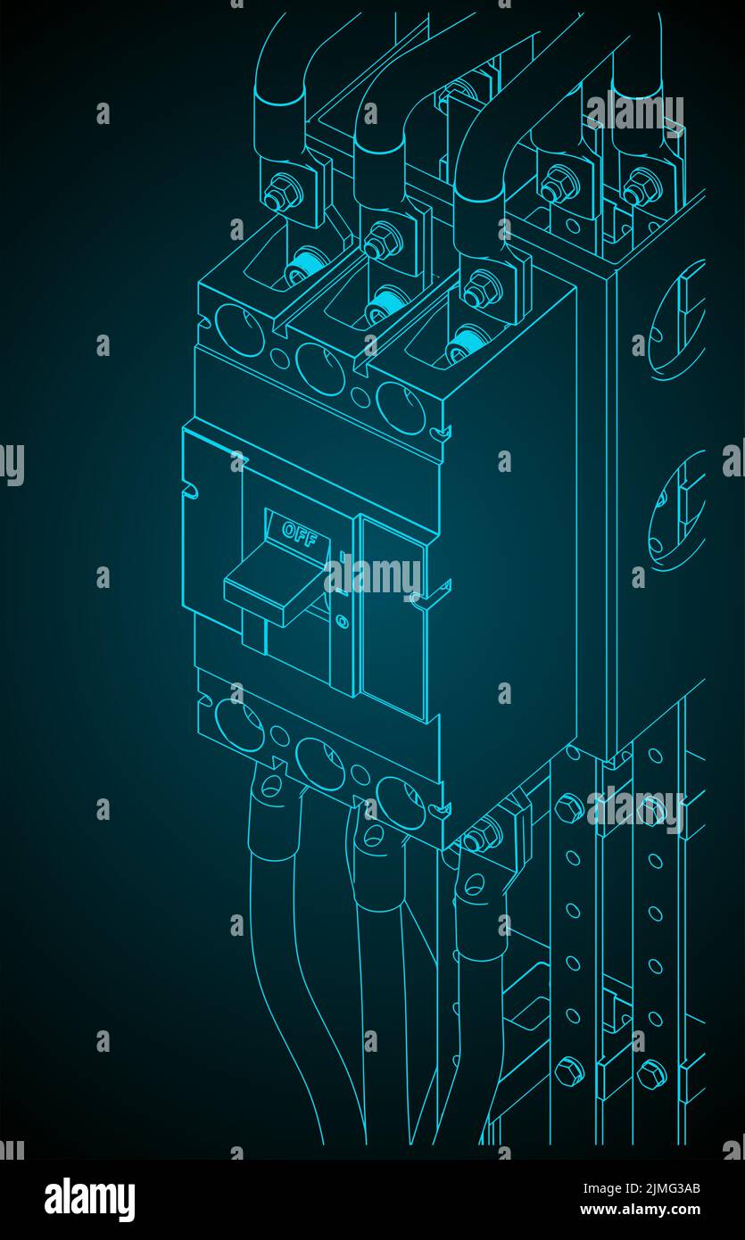 Illustration vectorielle stylisée du disjoncteur de puissance en gros plan Illustration de Vecteur