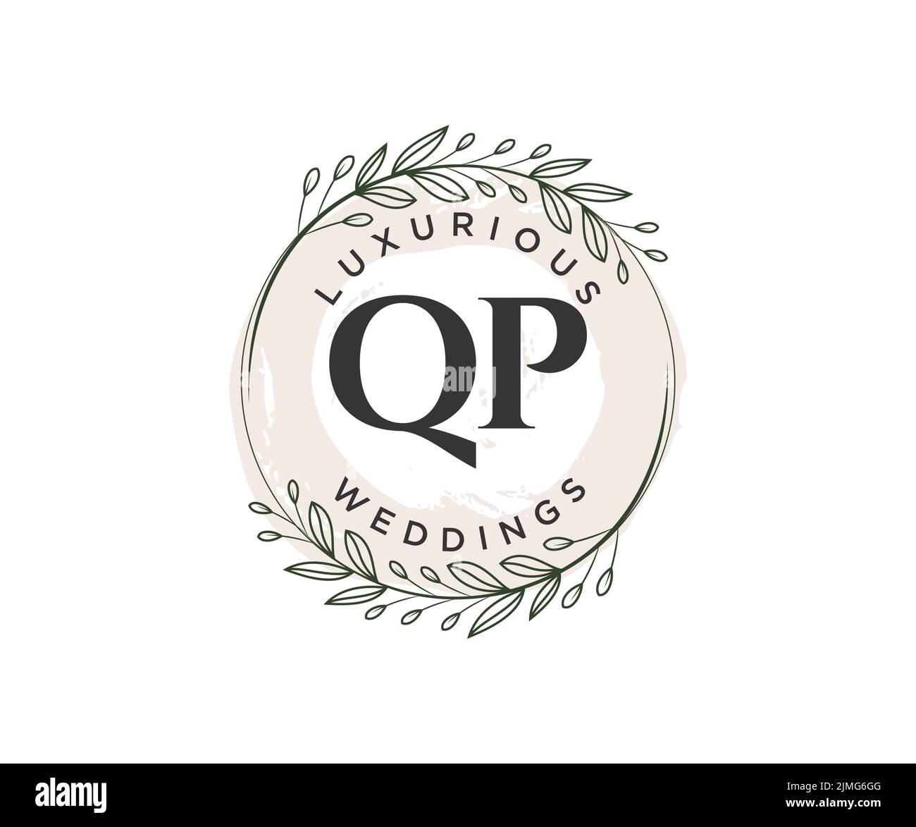 QP initiales lettre mariage monogramme logos modèle, dessin à la main moderne minimaliste et modèles floraux pour cartes d'invitation, Enregistrer la date, élégant Illustration de Vecteur