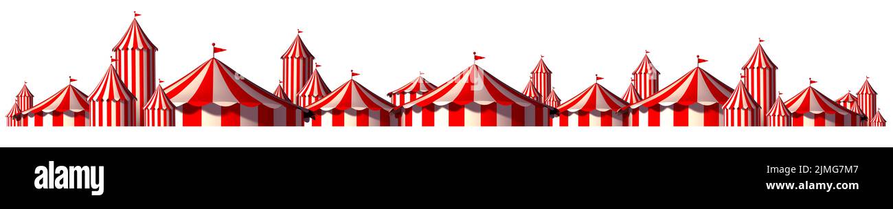 Décor horizontal de cirque et fond de festival avec espace vide comme une grande tente de haut carnaval amusant et icône de divertissement pour une fête théâtrale. Banque D'Images