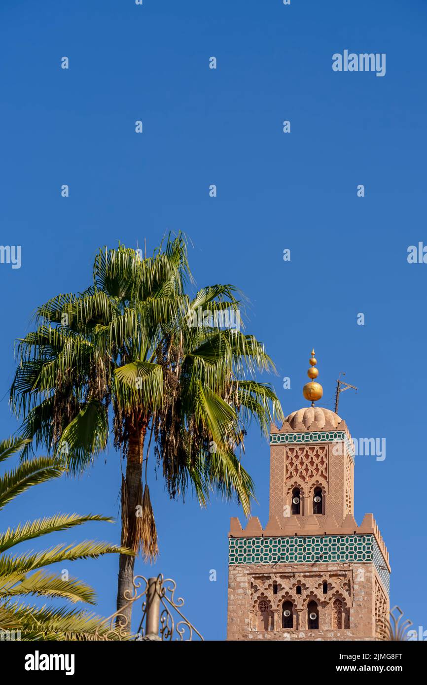 Mosquée Kutubiyya dans le quartier médina de Marrakech, Maroc, Afrique Banque D'Images