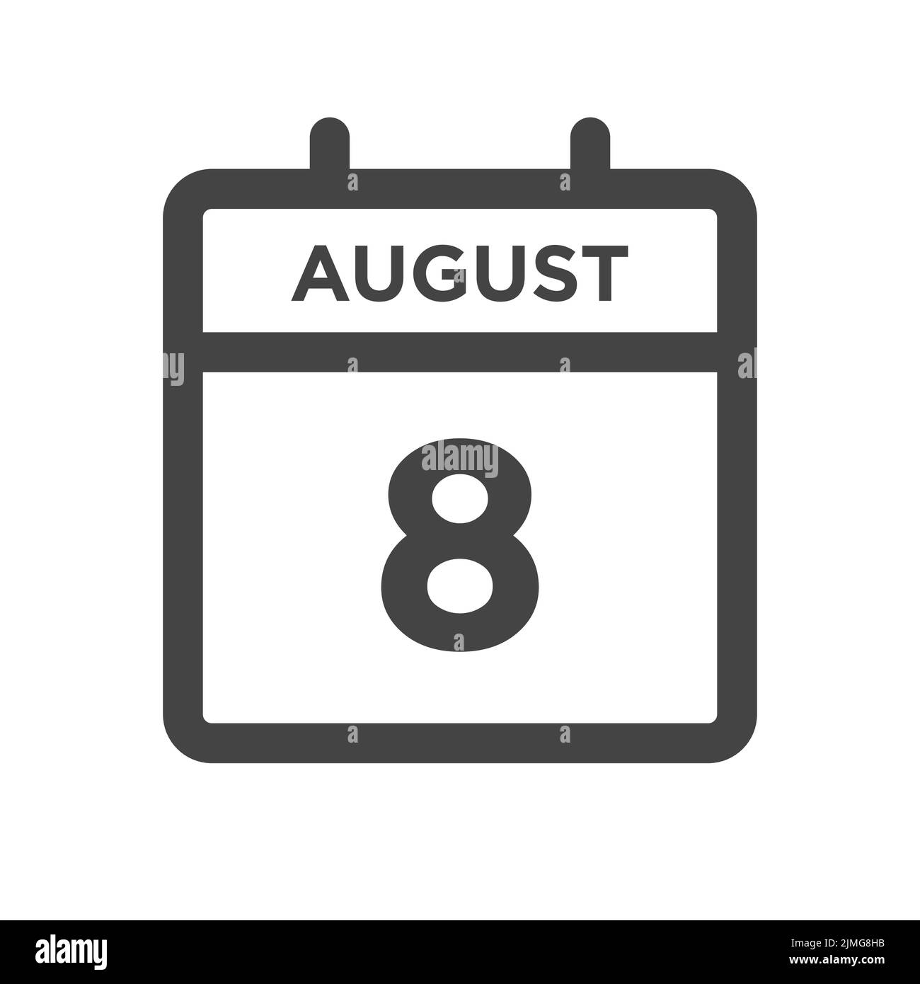 8 août jour calendaire ou Date calendrier pour l'échéance et le rendez-vous Illustration de Vecteur