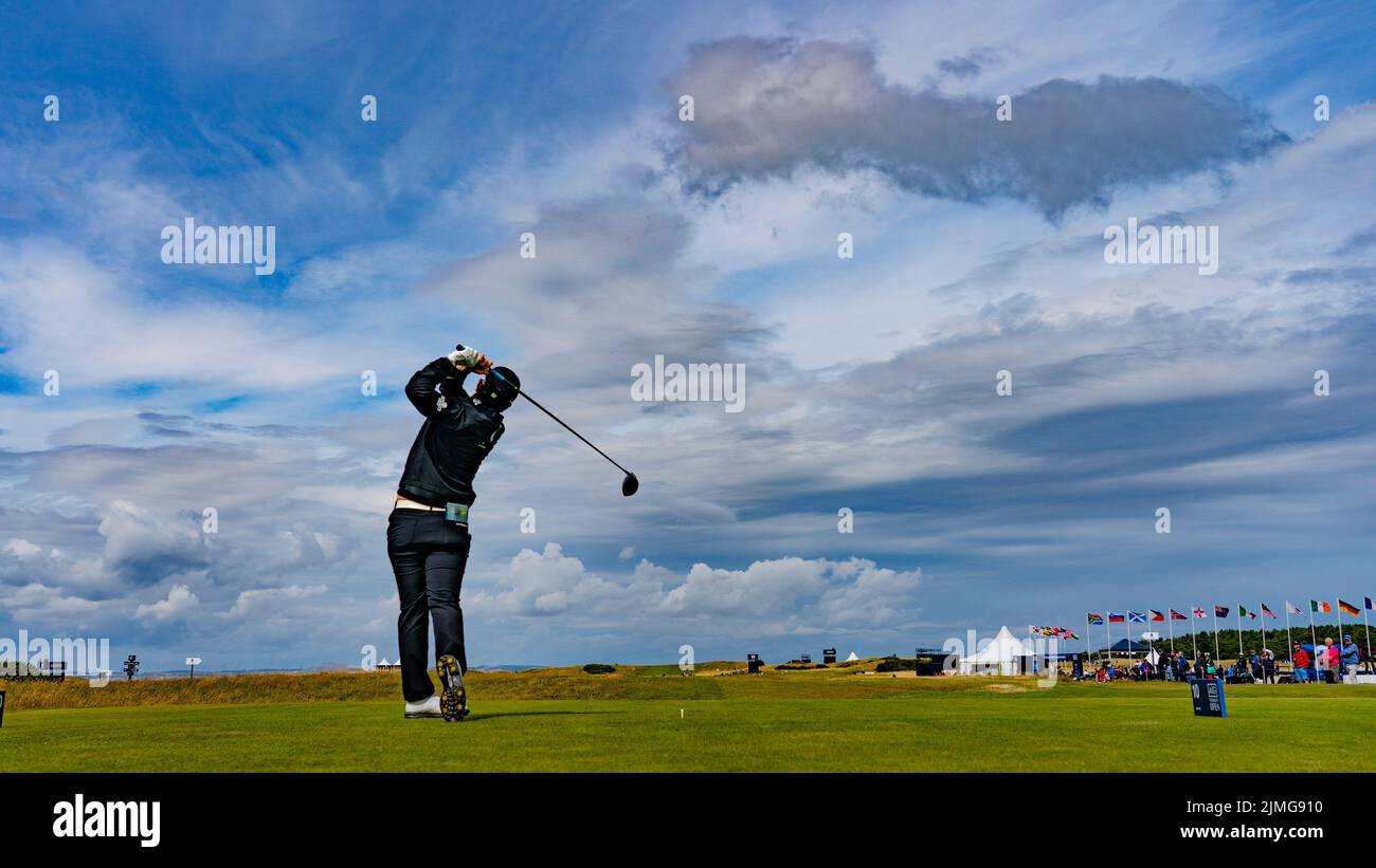 Gullane, Écosse, Royaume-Uni. 6th août 2022. Troisième manche du championnat de golf AIG Women’s Open à Muirfield dans East Lothian. Pic; Ji Eun Hee est au 10th trou. Iain Masterton/Alay Live News Banque D'Images