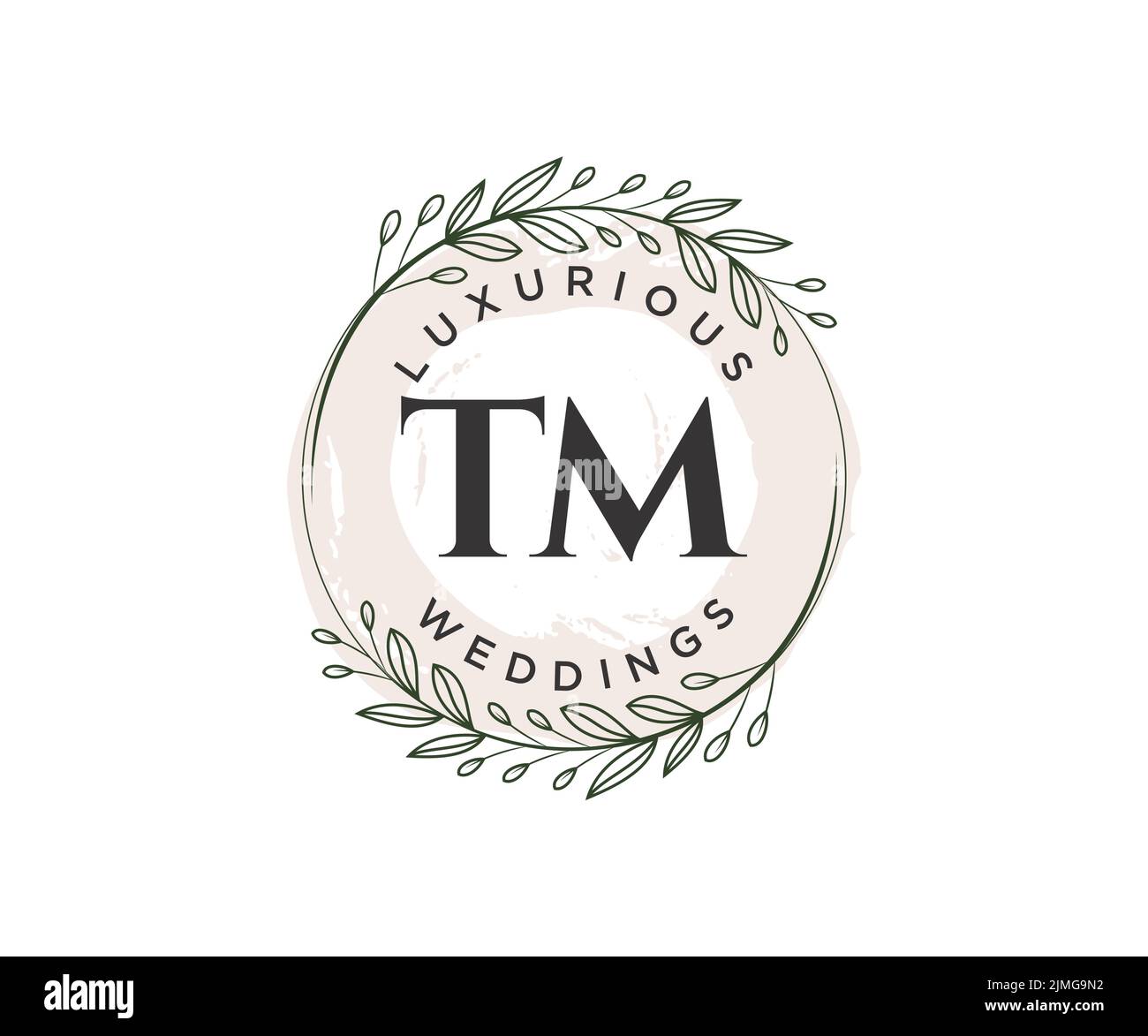 TM lettre initiale de mariage modèle de logos de monogramme, dessin à la main moderne minimaliste et modèles floraux pour cartes d'invitation, Enregistrer la date, élégant Illustration de Vecteur