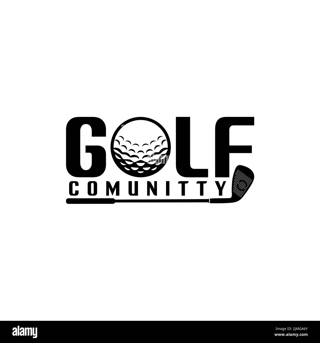 Logo de la communauté de golf simple avec ballon et bâton Illustration de Vecteur