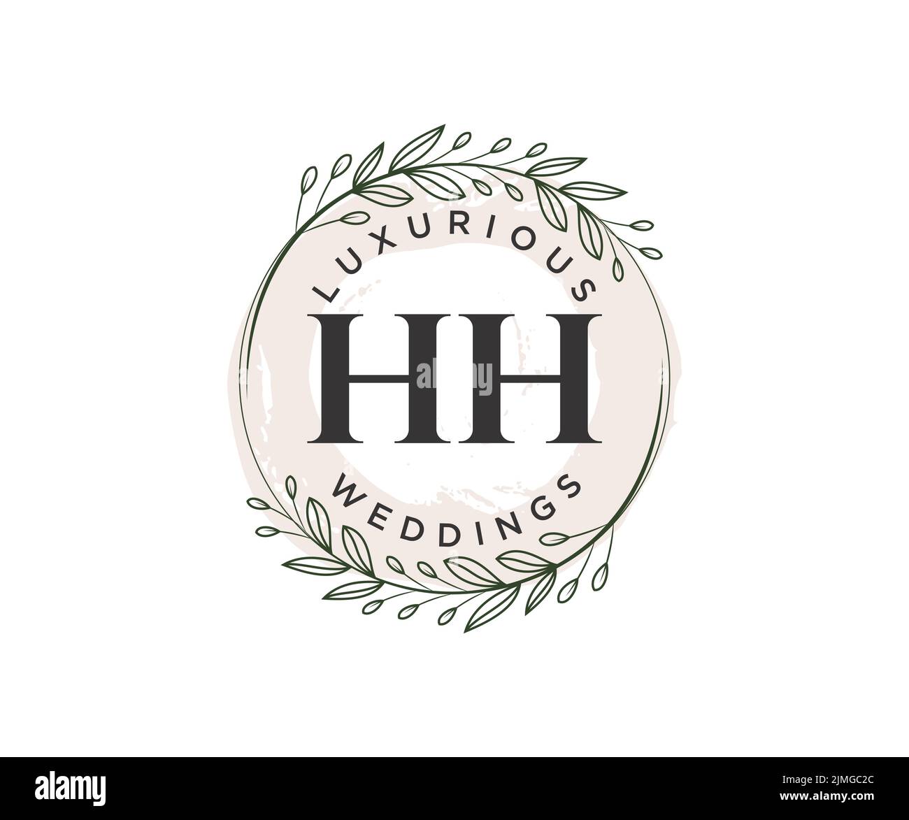 HH initiales lettre mariage monogramme logos modèle, dessin à la main moderne minimaliste et des modèles floraux pour cartes d'invitation, Save the Date, élégant Illustration de Vecteur