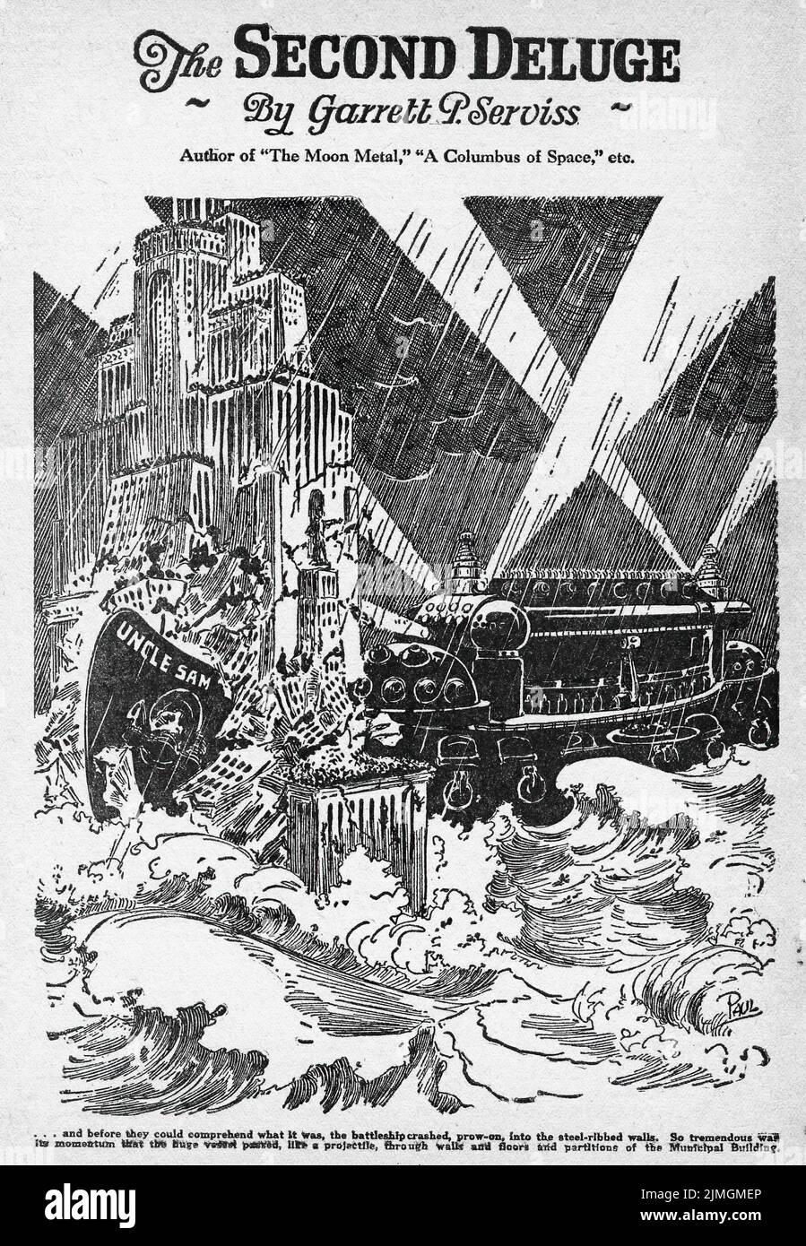 Le second Deluge, par Garrett P. Serviss. Illustration de Amazing Stories, décembre 1926. Banque D'Images