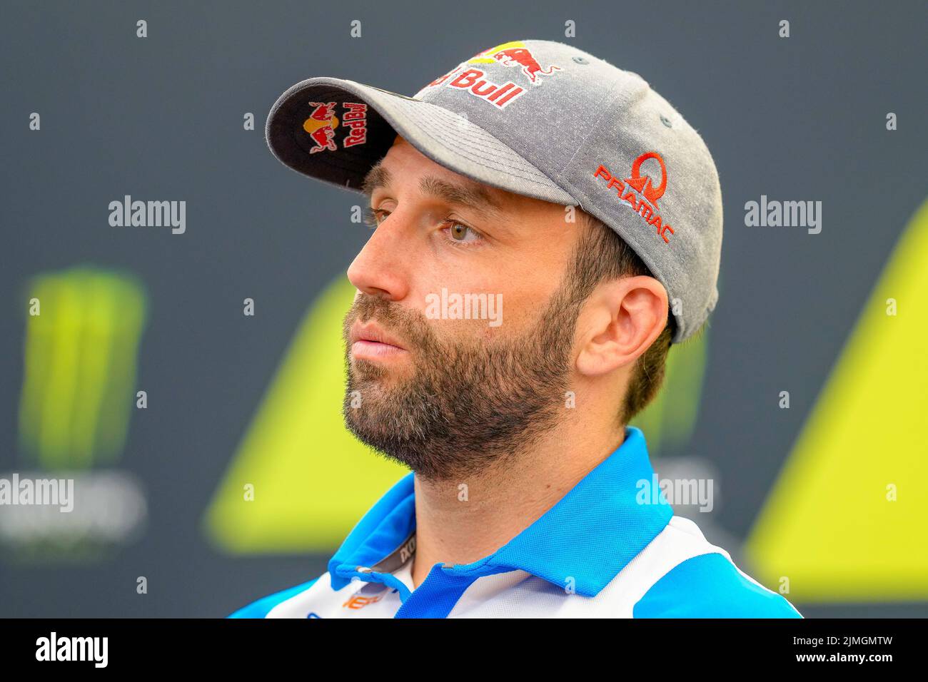 Towcester, Royaume-Uni. 06th août 2022. Johann ZARCO (France) de l'équipe de Ducati Prima Pramac Racing lors de la conférence de presse de qualification du Grand Prix Monster Energy 2022 sur le circuit Silverstone, à Towcester, en Angleterre, le 6th août 2022. Photo de David Horn. Crédit : Prime Media Images/Alamy Live News Banque D'Images