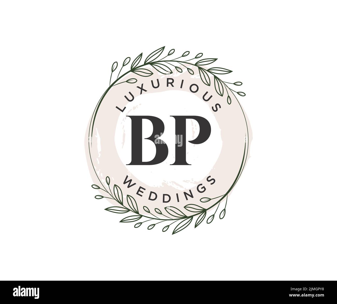BP initiales lettre mariage monogramme logos modèle, dessin à la main moderne minimalistes et modèles floraux pour cartes d'invitation, Save the Date, élégant Illustration de Vecteur
