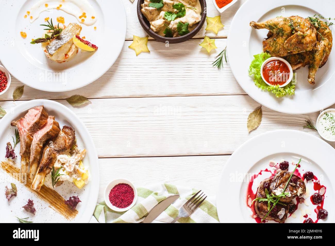 restauration repas table traiteur buffet restauration Banque D'Images