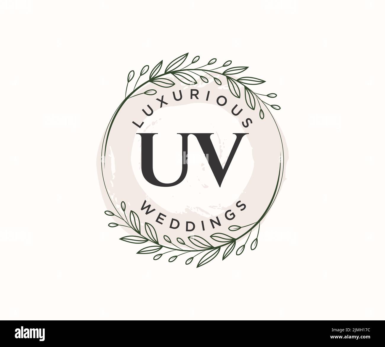 UV initiales lettre mariage monogramme logos modèle, dessin à la main moderne minimalistes et modèles floraux pour cartes d'invitation, Save the Date, élégant Illustration de Vecteur