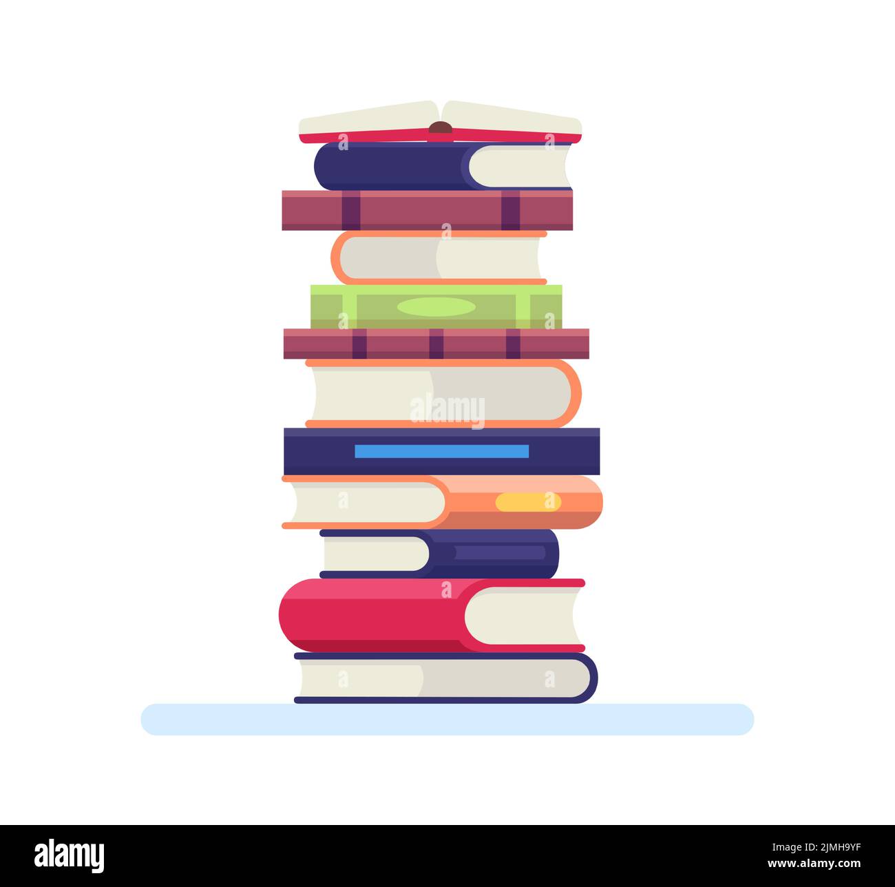 Pile de livres. Objets de bibliothèque d'université ou d'école pour l'apprentissage, la lecture. Pile de manuels colorés avec couverture rigide pour les boutiques de livres, et édition ho Illustration de Vecteur