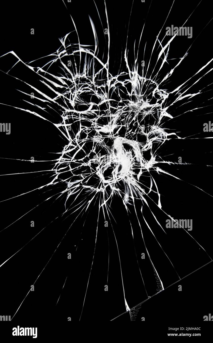 L'effet d'un écran cassé du smartphone. Fissures dans la vitre pour ne pas se briser. Banque D'Images