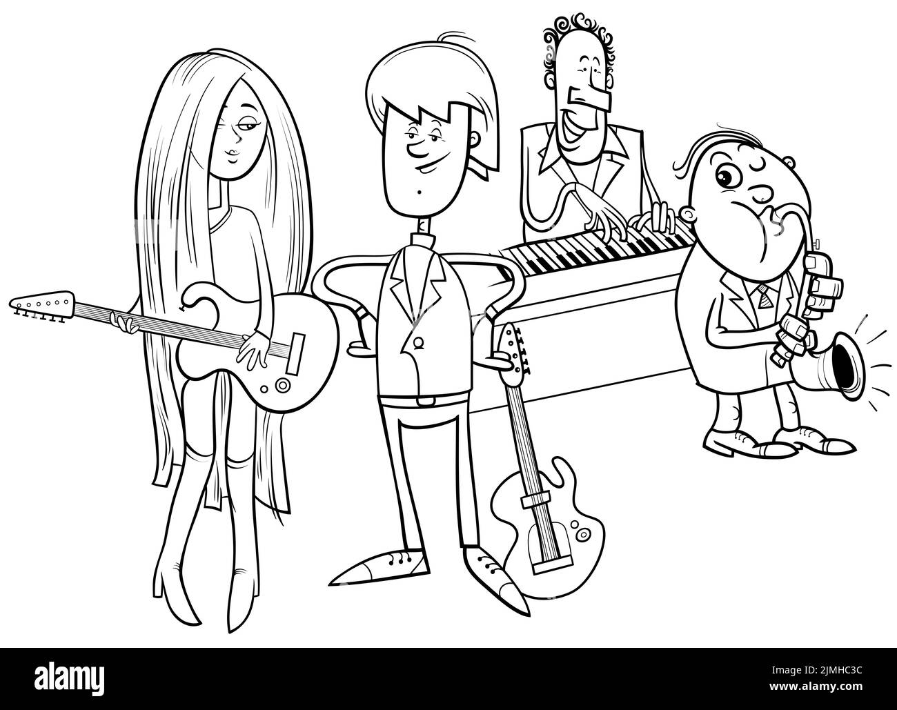 Cartoon music instruments coloring page Banque de photographies et d