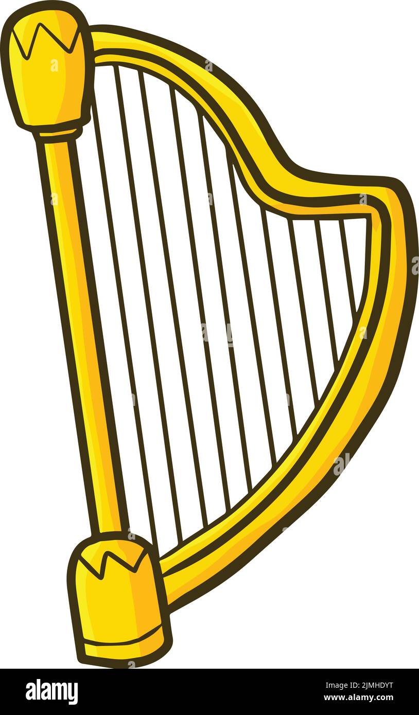 Un vecteur de harpe dorée pour orchestre isolé sur fond blanc Illustration de Vecteur