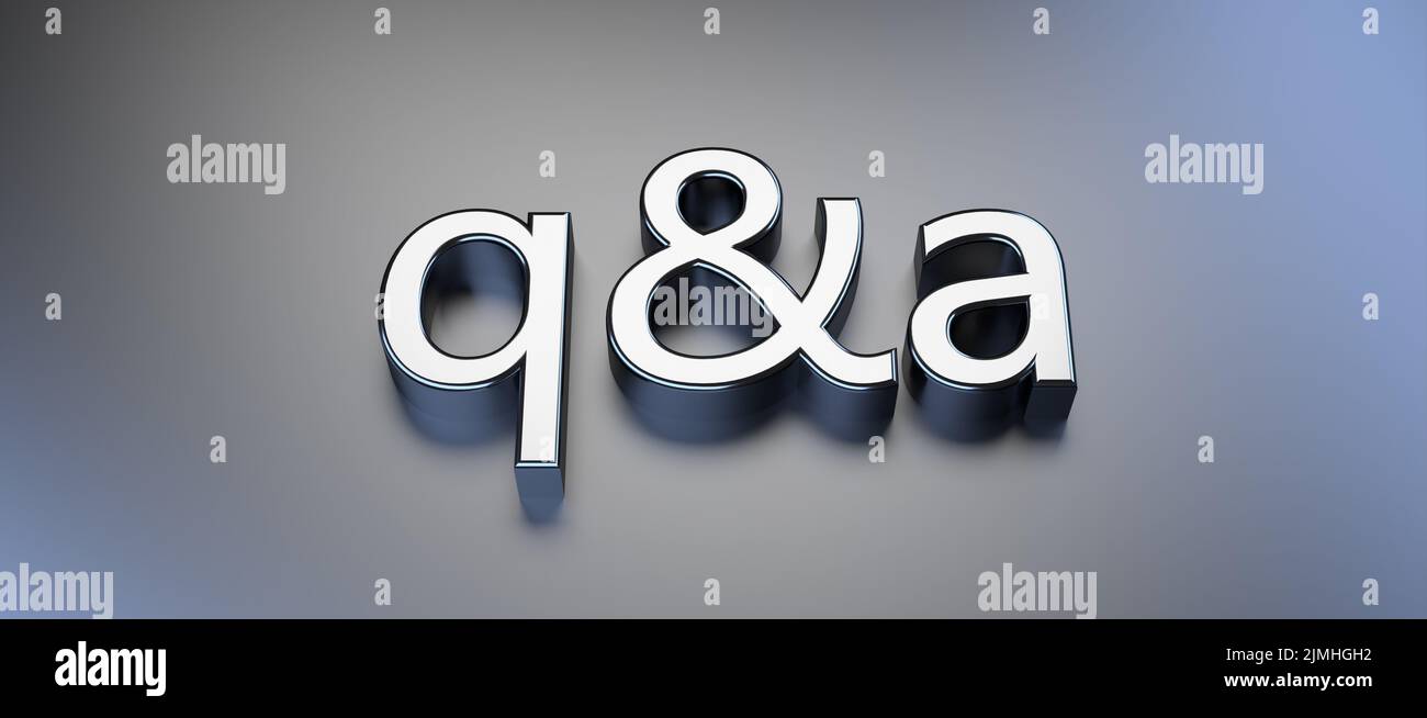 Symbole de Q&A comme texte de bannière - 3D Illustration Banque D'Images