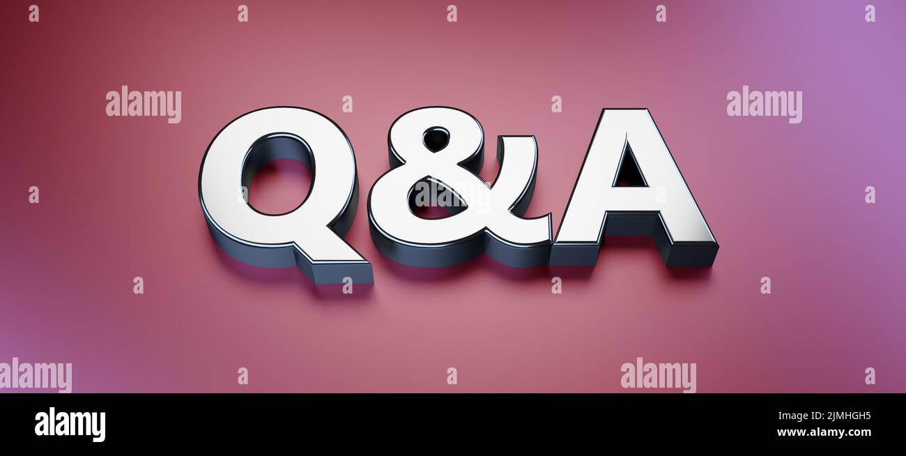 Symbole de Q&A comme texte de bannière - 3D Illustration Banque D'Images